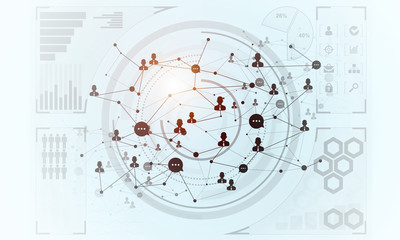 Lines and dots as networking idea drawn on white background