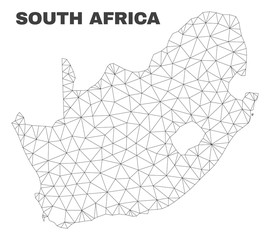 Abstract South African Republic map isolated on a white background. Triangular mesh model in black color of South African Republic map.