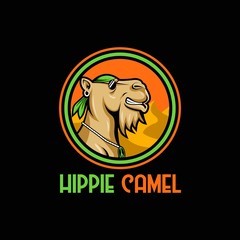 camel hippie mascot cartoon vector illustration amazing design for your company or brand