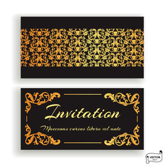 Visiting and business card set with scrolls.