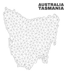 Abstract Tasmania Island map isolated on a white background. Triangular mesh model in black color of Tasmania Island map. Polygonal geographic scheme designed for political illustrations.