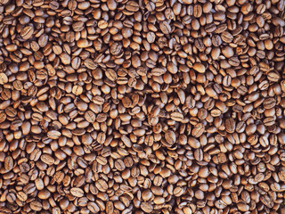 coffee beans close-up, top view