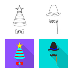 Isolated object of party and birthday logo. Collection of party and celebration vector icon for stock.