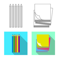 Vector illustration of office and supply sign. Collection of office and school stock symbol for web.