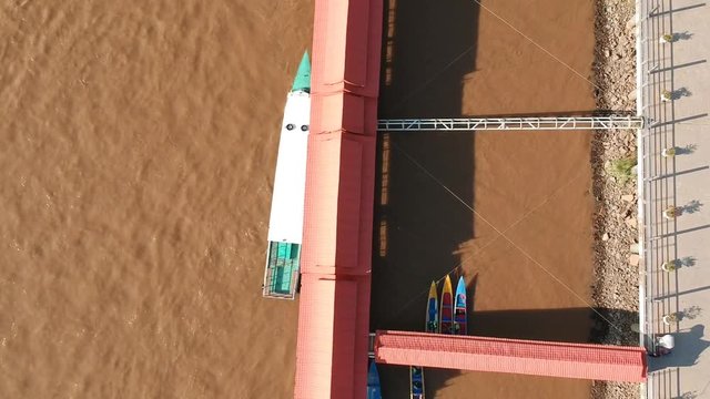 Boat on the Pier of Laos on Mekong river