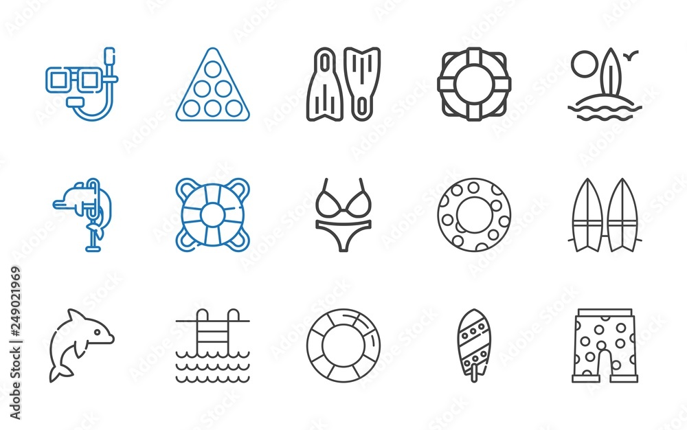 Poster swim icons set