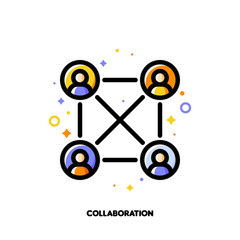 Team collaboration icon for corporate management or business leader training concept. Flat filled outline style. Pixel perfect 64x64. Editable stroke