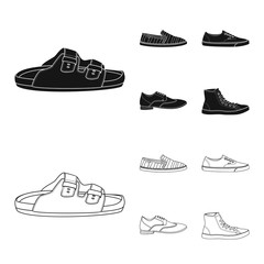 Vector illustration of shoe and footwear sign. Collection of shoe and foot stock vector illustration.