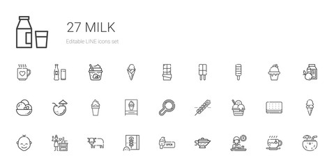 milk icons set
