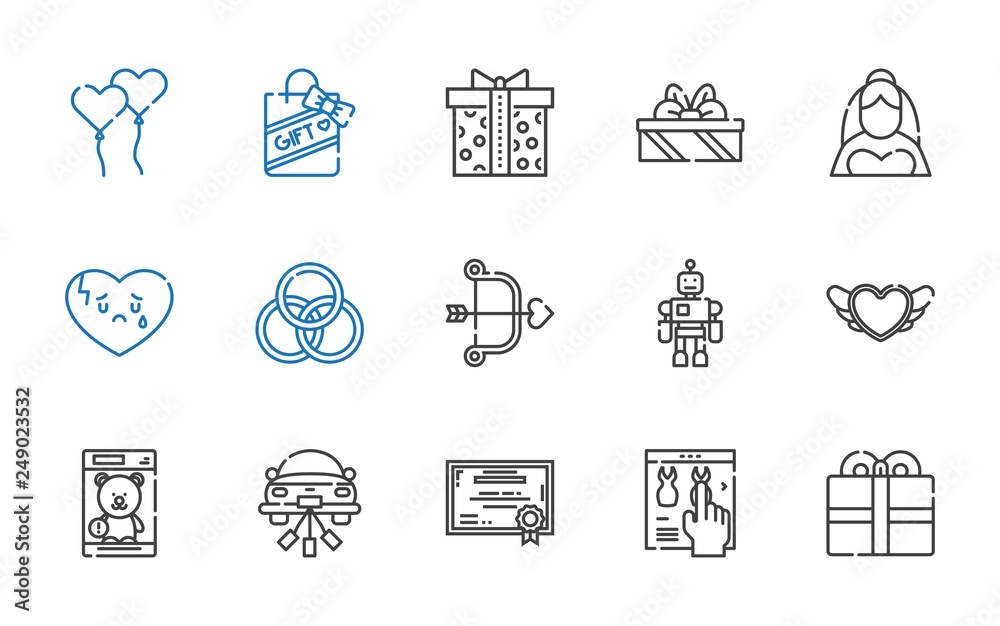 Sticker gift icons set