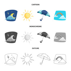 Naklejka premium Vector design of weather and climate logo. Collection of weather and cloud stock symbol for web.