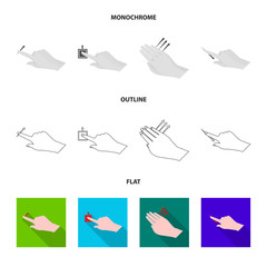 Vector design of touchscreen and hand icon. Collection of touchscreen and touch stock vector illustration.