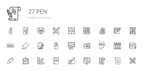 pen icons set