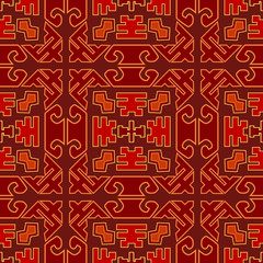 The geometric pattern of the carpet, tiles, curtains and interior. Saved in swatches.