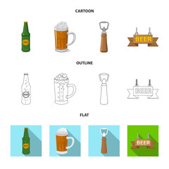 Vector illustration of pub and bar sign. Set of pub and interior vector icon for stock.
