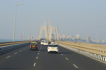 travelling on the Mumbai bridge 