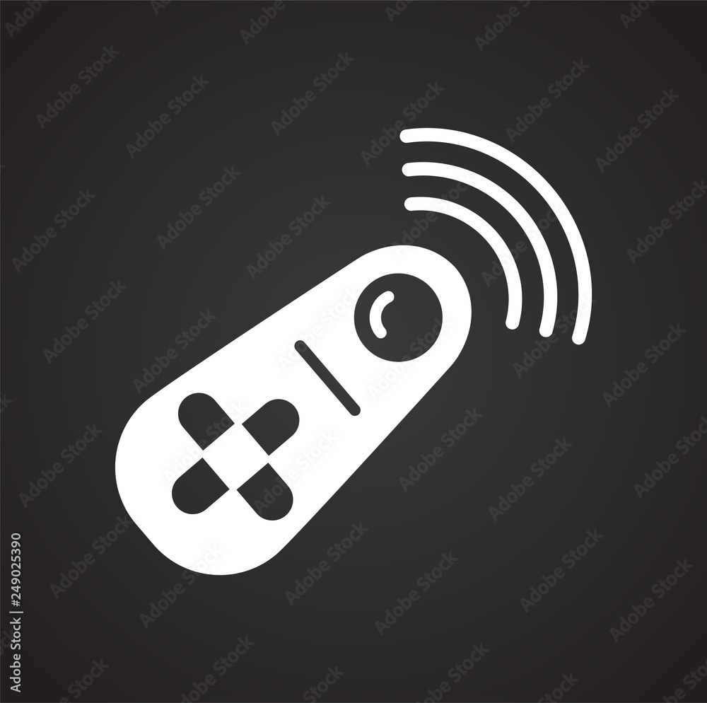 Poster virtual reality joystick icon on black background for graphic and web design, modern simple vector s