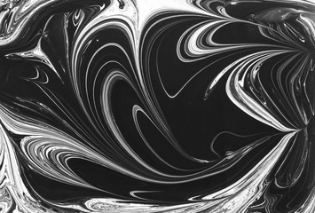 Marble ink pattern texture abstract background. black and white tone