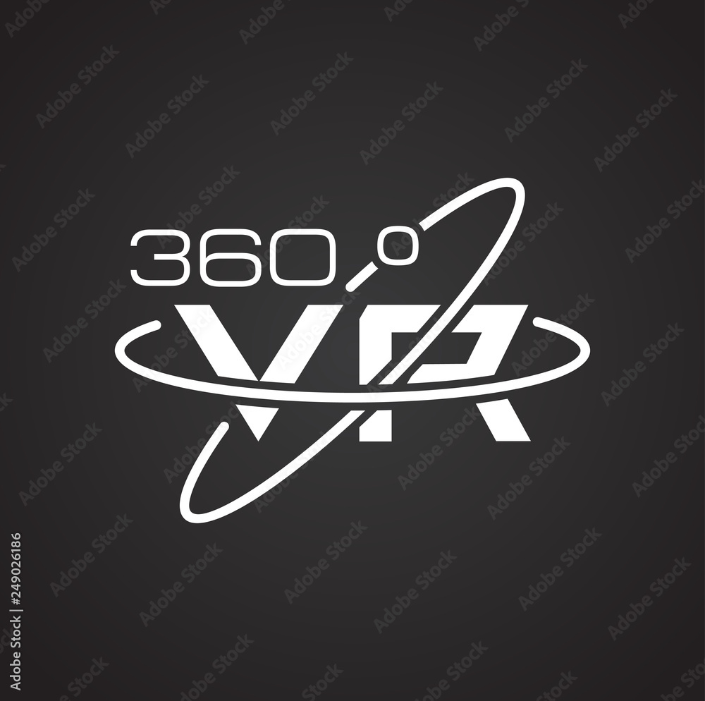 Poster virtual reality 360 icon on black background for graphic and web design, modern simple vector sign. 