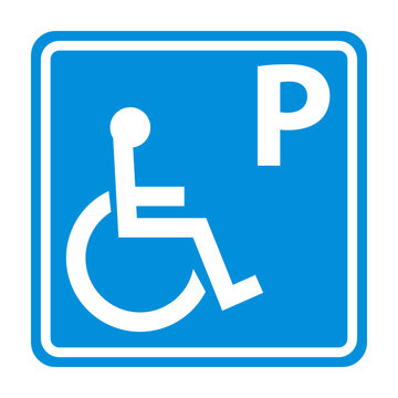 blue parking vector sign for disabled people in wheelchair