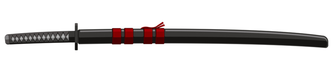 Katana (Japanese sword) illustration. Samurai's weapon. Sheath.