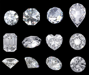  diamond and gemstone on clear background
