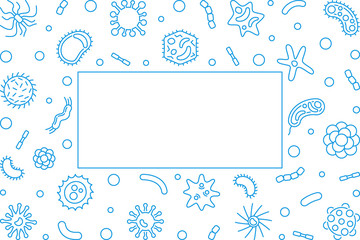 Bacteriology blue horizontal frame with empty space for text - vector concept illustration