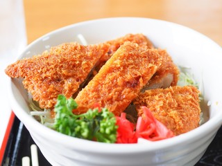 Fried cattle pork on rice bowl, Japanese food in the restaurant