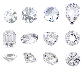  diamond and gemstone on clear background