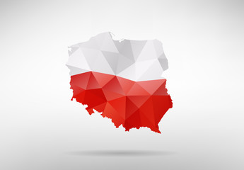 Poland map with national flag