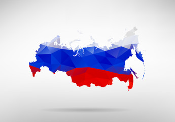 Russian map with national flag