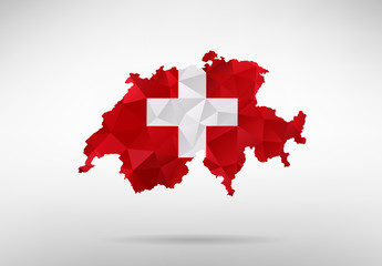 Switzerland map with national flag