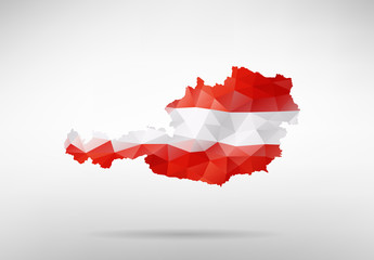 Austria map with national flag