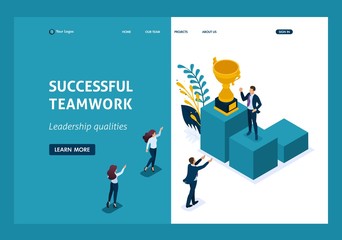 Isometric Concept Success in Business, Teamwork