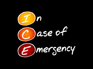 ICE - In Case of Emergency, acronym health concept background