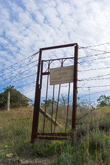 The plate informing about the prohibited area