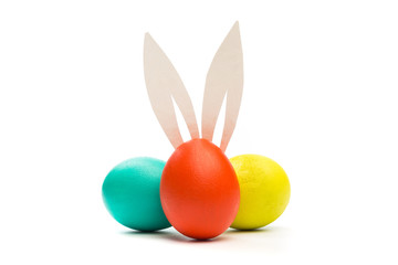easter eggs with bunny ears  isolated