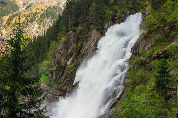 Plakat View Alpine inspiring Krimml waterfall in mountains