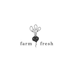Vector hand drawn logo template, beet. Farm and organic food theme.