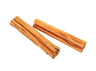 Top view of cinnamon sticks isolated on white background. Ceylon cinnamon sticks.