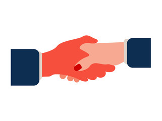 Business woman shaking hand of partner as symbol of close a deal or partnership, friendship and trust.