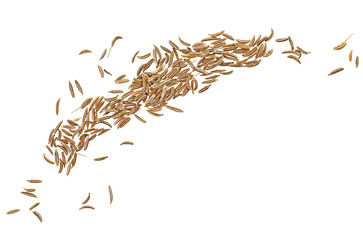 Cumin seeds or caraway isolated on white background, top view.