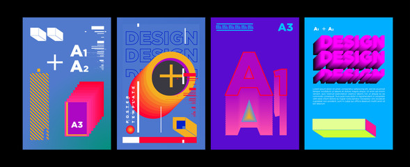 Abstract Geometric Collage Poster Design Template in Trendy vivid colors