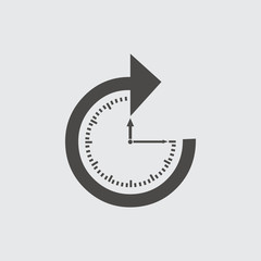 Clock icon isolated sign symbol and flat style for app, web and digital design. Vector illustration.