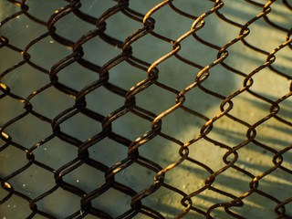 Metal net outdoor, gray neutral background concept