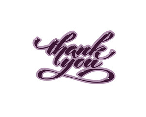 Thank you - hand lettering inscription to holiday design, black and white ink calligraphy