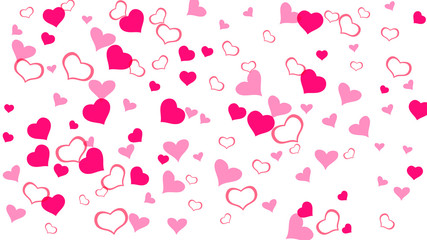 Romantic background. Red on White fond Vector. Red hearts of confetti are falling. Design element for wallpaper, textiles, packaging, printing, holiday invitation for wedding.