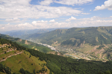 Naklejka premium Closeup mountains scenes in national park Dombai, Caucasus, Russia