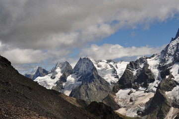 Obraz premium Closeup mountains scenes in national park Dombai, Caucasus, Russia