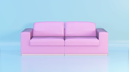 Modern pastel color sofa in studio background.